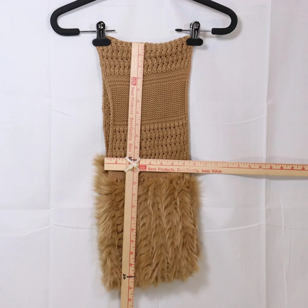 Cabi‎ Faux Fur Knit Infinity Scarf OS Tan Womens Winter Cozy Neck Warmer